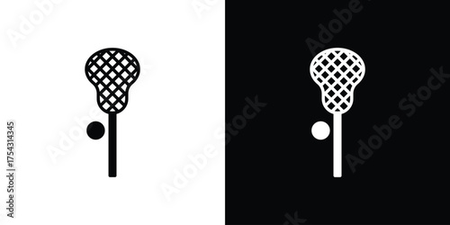 Lacrosse stick ball icon glyph vector Illustration