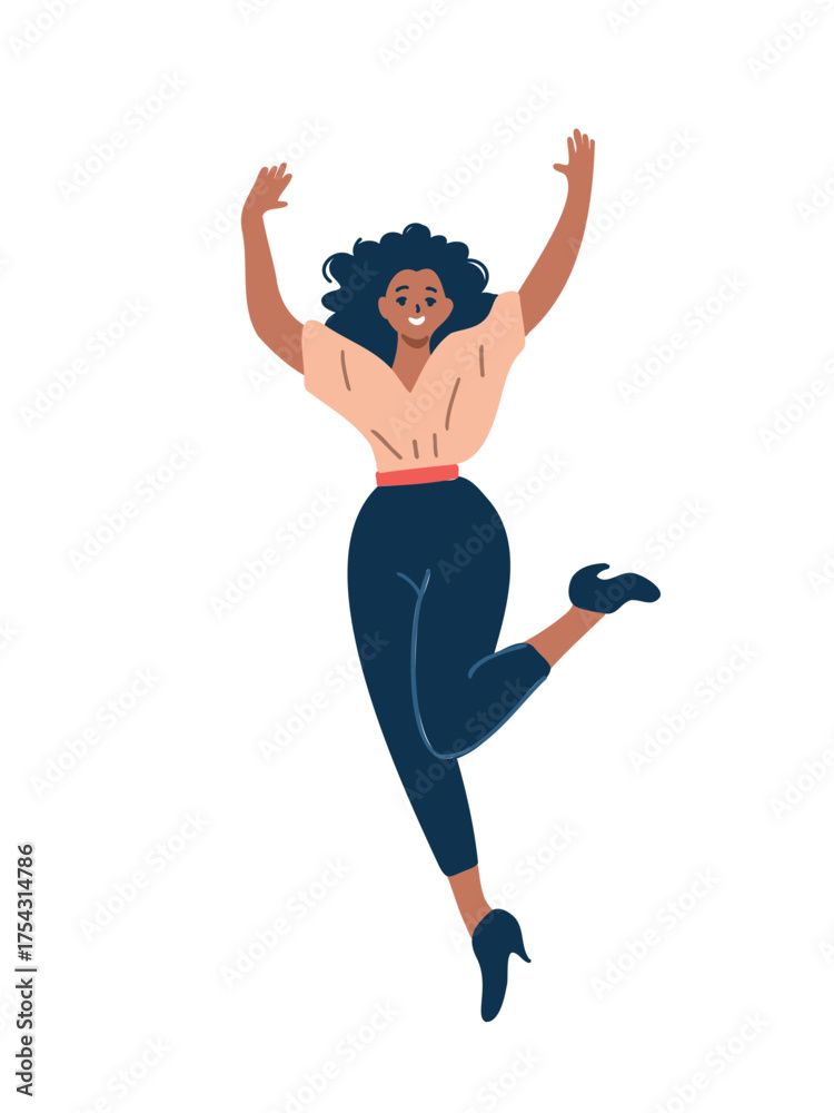 Fototapeta premium vector illustration happy jumping woman