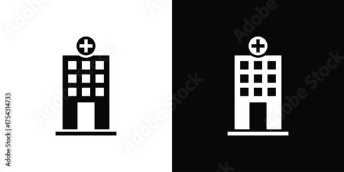 Hospital icon glyph vector Illustration