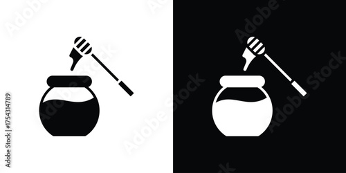 Honey pot icon glyph vector Illustration