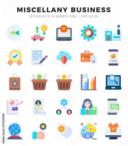 Set of Miscellany Business Icons Flat icons collection.