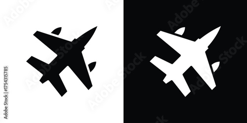 Fighter jet icon glyph vector Illustration