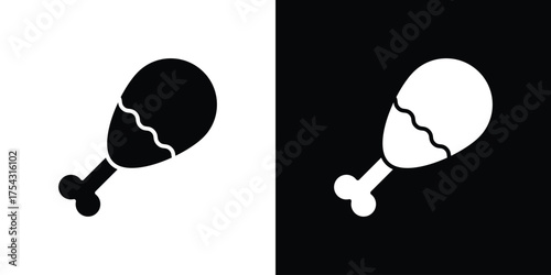 Drumstick bite icon glyph vector Illustration