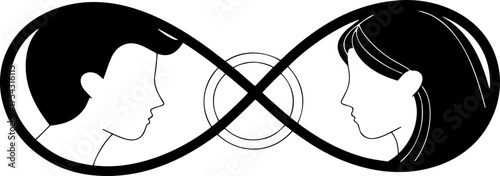 Eternal Union Symbolizing Love and Partnership with a Man and Woman in an Infinity Design