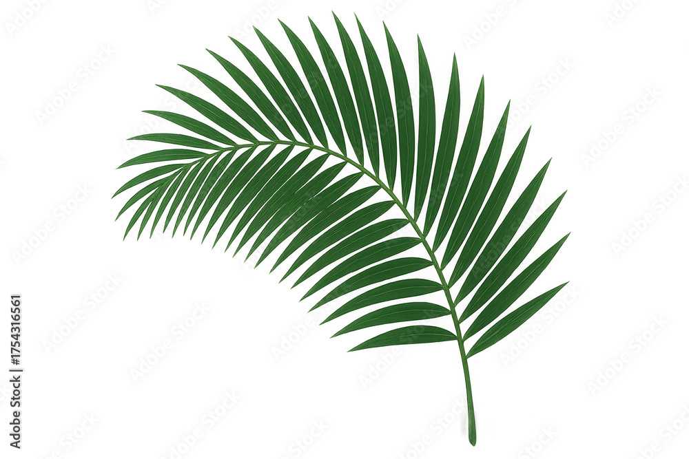 Obraz premium Green palm frond element for design, summer botany background, tropical leaf transparent object