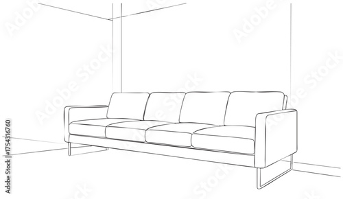 sketch of mini kitchen, line