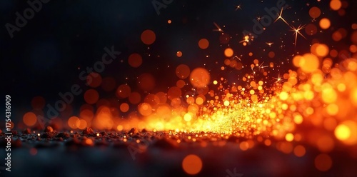 Dynamic Sparks and Glowing Embers Fiery Trails Against a Dark Background, Ideal for Energy, Passion, and Technology Designs