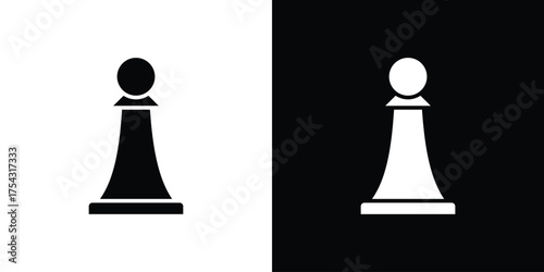 Chess pawn icon glyph vector Illustration