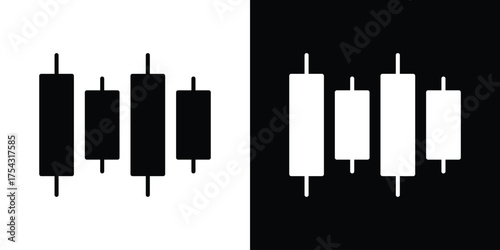 Chart candlestick icon glyph vector Illustration