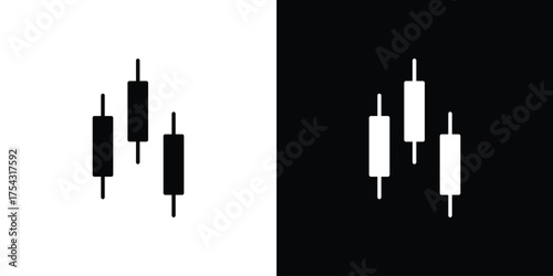 Chart candlestick icon glyph vector Illustration