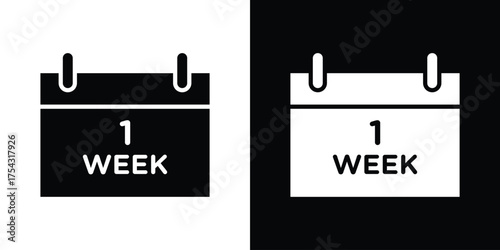 Calendar week icon glyph vector Illustration
