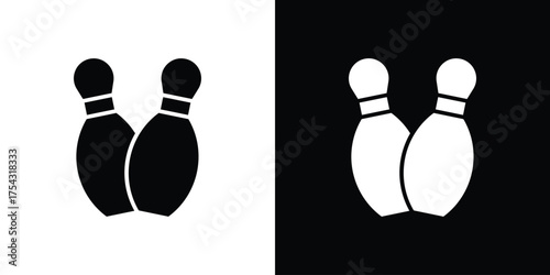 Bowling pins icon glyph vector Illustration