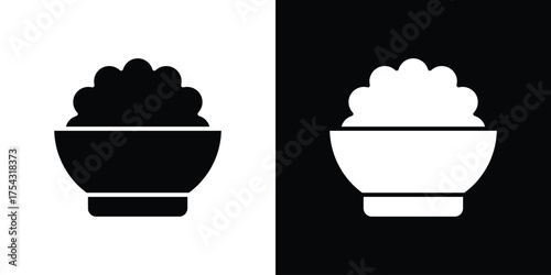 Bowl rice icon glyph vector Illustration