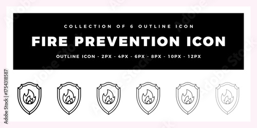Pack of 6 Outline Vector Fire Prevention icon