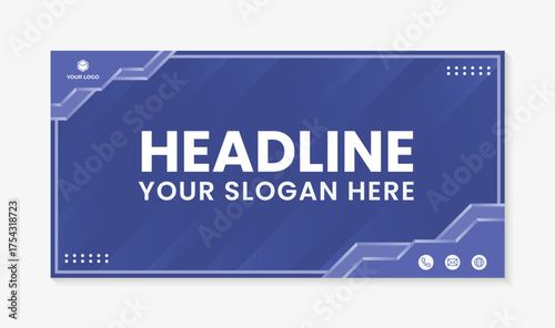 Simple banner design template with blue color