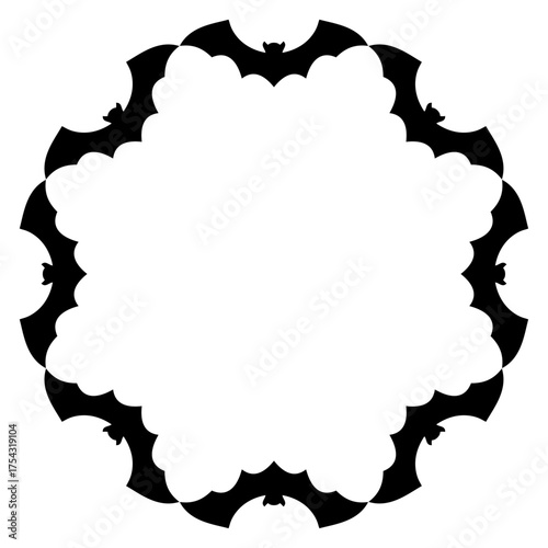 Logo con marco con forma de estrella con siluetas de murciélagos para felicitaciones y tarjetas de Halloween	