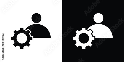 User gear icon glyph vector Illustration