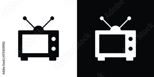 Tv retro icon glyph vector Illustration