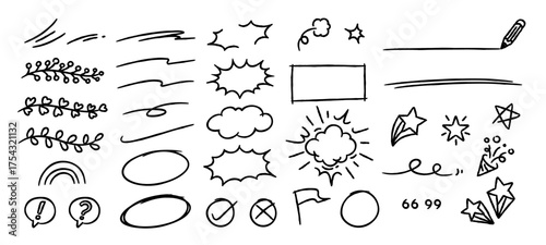 doodle element handdrawn for planner organizer decorative