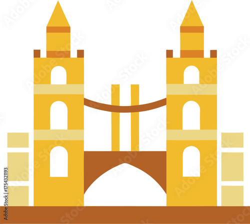 Ancient palace vector illustration grand historical building with two towers cultural heritage landmark design
