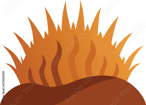 Burning field vector illustration bonfire and grass fire with smoke environmental disaster or controlled burn