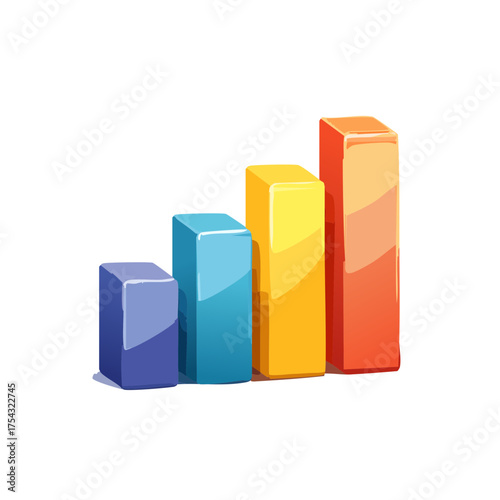 Free Download Colorful bar graph illustration on white background for business and finance - GFXLoad