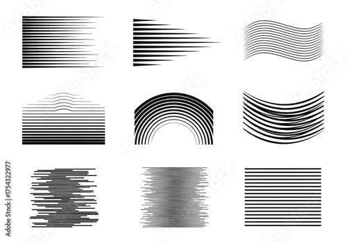 Vector illustration of set of abstract linear graphic elements