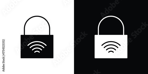 Nfc lock icon glyph vector Illustration