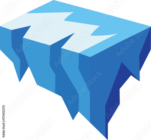 Isometric Blue Iceberg Arctic Ice Floating Glacier Natural Phenomenon Vector Illustration