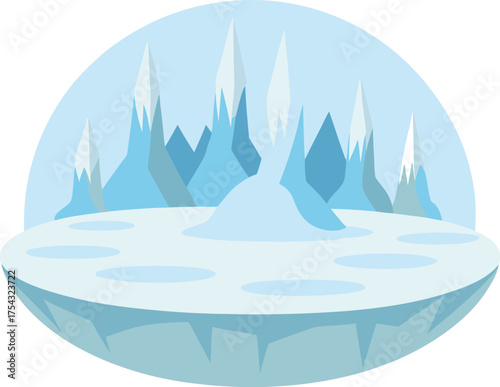 Abstract Frozen World Arctic Landscape Illustration Flat Design Iceberg Glaciers Winter Environment