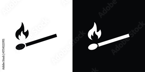 Match fire icon glyph vector Illustration