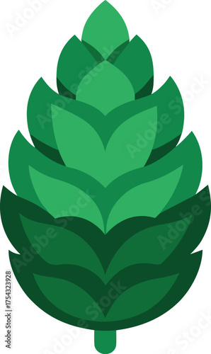 Stylized Green Hop Cone Vector Illustration, Beer Ingredient Plant Design, Brewing Industry Element, Flat Style Agriculture
