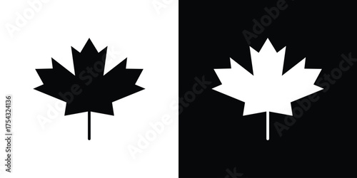 Maple leaf icon glyph vector Illustration