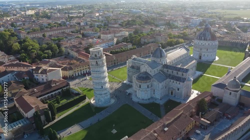 Pisa, Italy - September 05, 2025: the majestic architecture of Pisa’s historical Square of Miracles at sunset