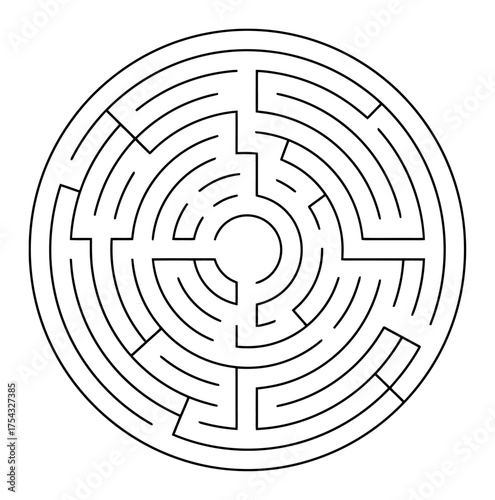 Minimalist Labyrinth Path Maze Vector - Life's Ambiguity, Clean Design