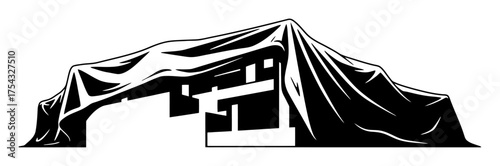 Abstract Cloth Folds Gravity Deformation Vector Art Minimalist High Contrast