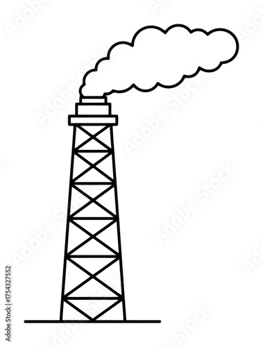 Minimalist Vector Smokestack Icon - Lone Industrial Chimney on White Background