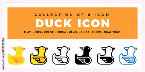 Fotografie Collection of 6 Cute Duck Icons