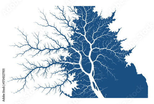 Minimalist River Delta Tessellation Vector - Abstract Aerial Landscape