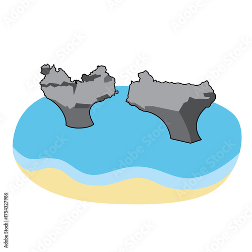 古宇利島のハートロックのイラスト
