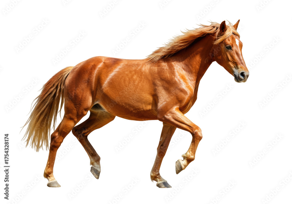 Obraz premium Brown horse running transparent background cutout png