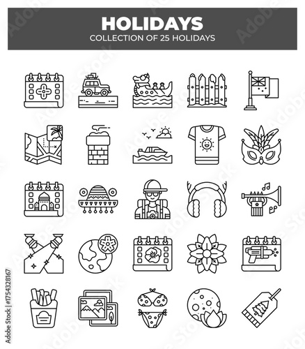 Collection of 25 Holidays. A Visual Guide to Travel and Leisure