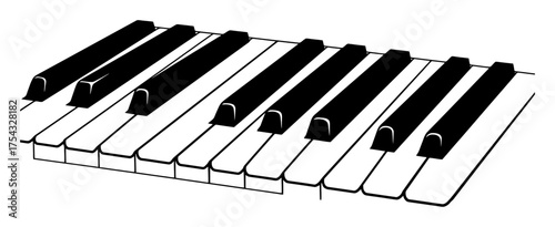 Stylized Minimalist Vector Piano Keys Abstract - Clean High Contrast Design