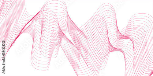 Abstract modern wave with thin, flowing lines with smooth gradient from coral pink to pink and white. gradient shades of green and aqua. smooth, curved, overlapping lines & sense of motion.