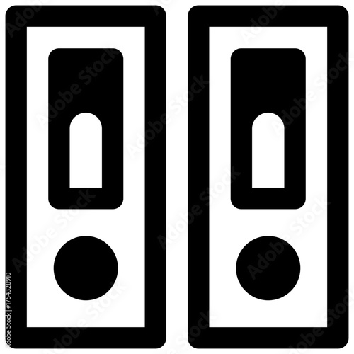 Binders. Outlined stroke vector icon with black-filled details.