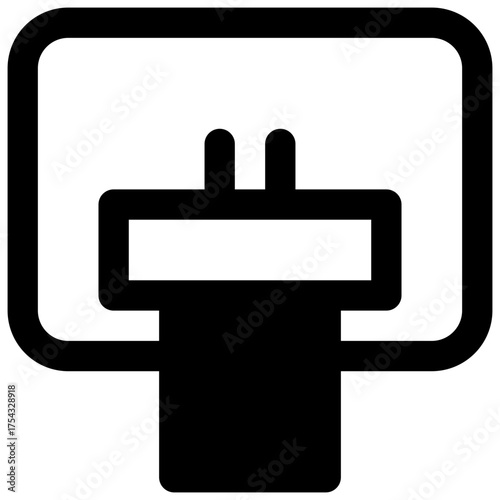 Conference. Outlined stroke vector icon with black-filled details.