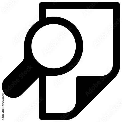 Document review. Outlined stroke vector icon with black-filled details.