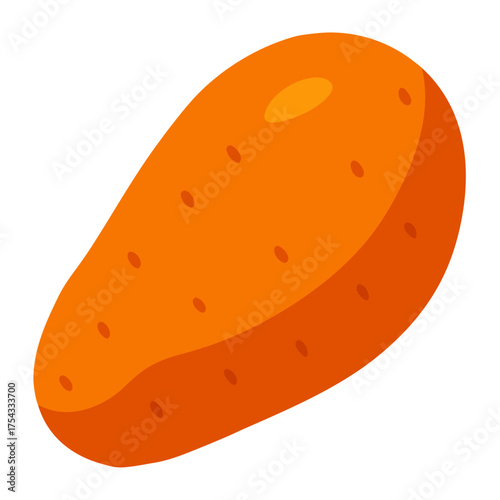 Illustration of a single orange potato tuber