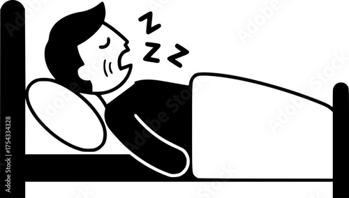 Person Snoring Loudly While Sleeping In Bed Icon For Web And Graphic Design
