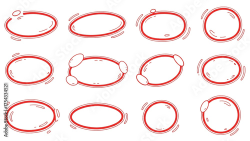 Dynamic Hand-Drawn Red Highlight Frames Collection for Emphasis and Attention-Grabbing Elements
